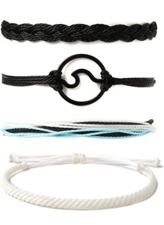 Starain Vsco Metal Boho Handmade Waterproof Adjustable Braided String Wave Bracelets Set for Women