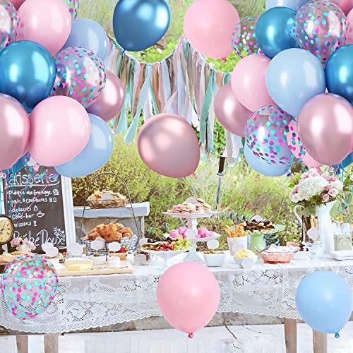 Lazybeee™ 30 Pcs Pink and Blue Balloons, 30 Pcs 12 Inch Baby Shower Party Balloons, Metallic Blue Pink Balloon for Welcome Baby Birthday Baby Shower Wedding Bridal Shower Party Graduation Decoration - Image 5