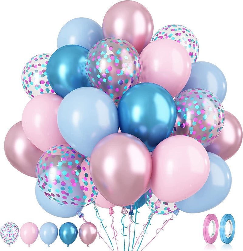 Lazybeee™ 30 Pcs Pink and Blue Balloons, 30 Pcs 12 Inch Baby Shower Party Balloons, Metallic Blue Pink Balloon for Welcome Baby Birthday Baby Shower Wedding Bridal Shower Party Graduation Decoration - Image 1