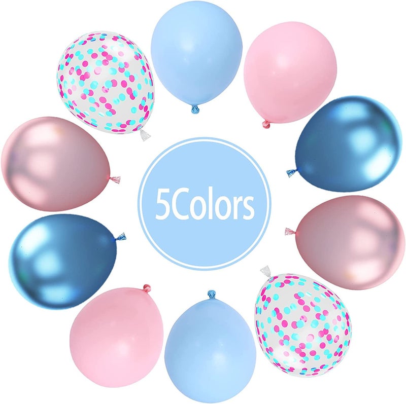 Lazybeee™ 30 Pcs Pink and Blue Balloons, 30 Pcs 12 Inch Baby Shower Party Balloons, Metallic Blue Pink Balloon for Welcome Baby Birthday Baby Shower Wedding Bridal Shower Party Graduation Decoration - Image 2