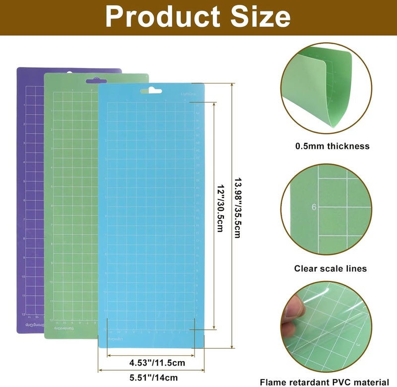 Rierdge Cutting Mat, 3 Pack (4.5x12 Inch) Strong & Standard & Light Replacement Adhesive Cut Mats - Image 3