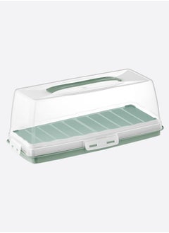 dunya Rectangular Baton Cake Carrier With Lid And Handle -Green 