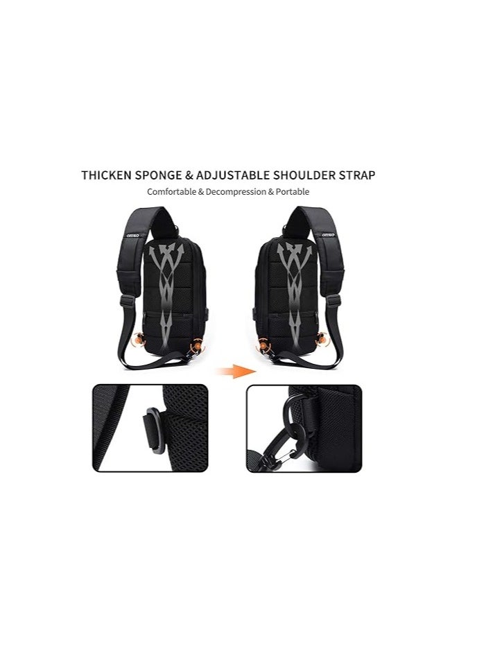FANDARE - Anti Theft Sling Bag, New Men's Bag With USB Charging Port, Reflective Stripes, Shoulder Bag, Bicycle Camping And Cycling Day Bag, Waterproof Polyester - Image 1