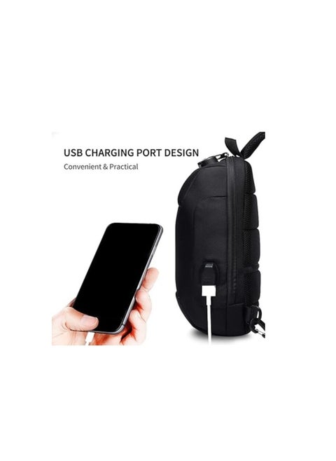 Anti Theft Sling Bag, New Men's Bag With USB Charging Port, Reflective Stripes, Shoulder Bag, Bicycle Camping And Cycling Day Bag, Waterproof Polyester
