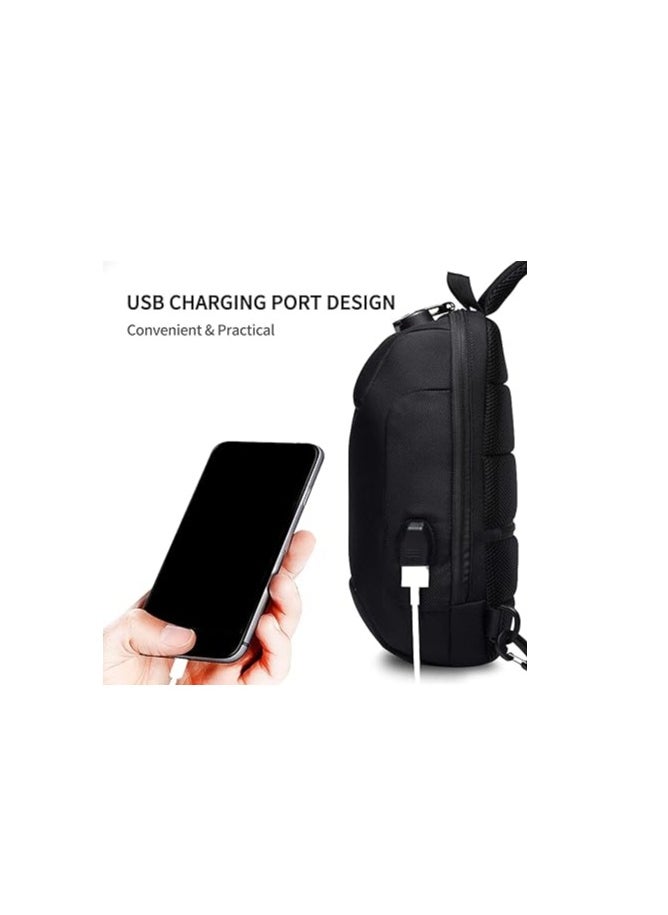 FANDARE - Anti Theft Sling Bag, New Men's Bag With USB Charging Port, Reflective Stripes, Shoulder Bag, Bicycle Camping And Cycling Day Bag, Waterproof Polyester - Image 1