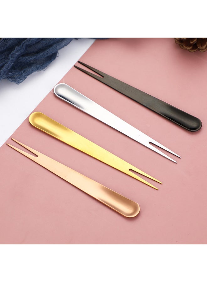 Stainless Steel Dual-purpose Fork Spoon Creative Moon Cake Dessert Cake Fork Baking Cloth Wheel Manufacturers Wholesale Customer LOGO-Color:Rose Gold Dual-purpose Fork - Image 1