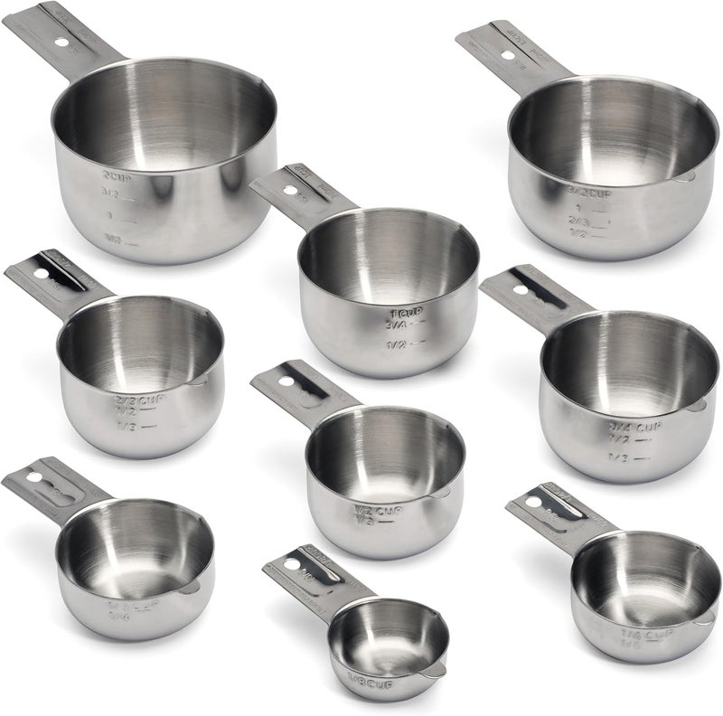 Hudson Essentials Stainless Steel Measuring Cups Set - (9 Piece Set) - Stackable Set with Spout - Includes 2 Cup and 1.5 Cup - Image 2
