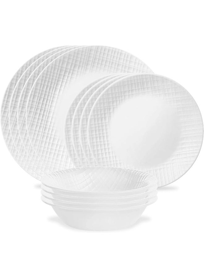 Corelle طقم أدوات المائدة كوريل لينن ويف 12 قطعة لخدمة 4 أشخاص