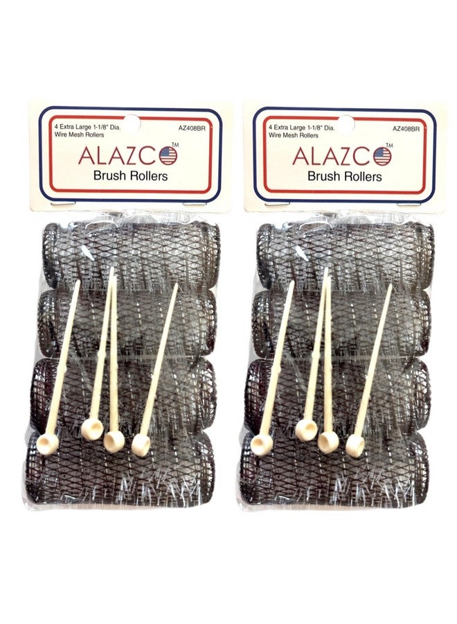 ALAZCO 8 Pc Vintage Style Hair Rollers Xlarge Brush Rollers & 8 Pins (8 Xl Rollers) - Image 1