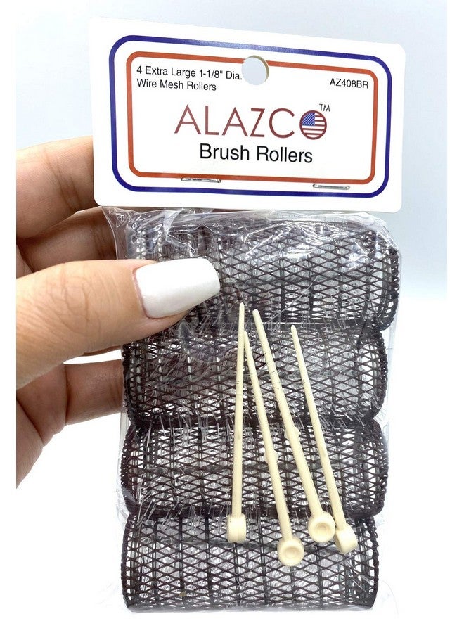 ALAZCO 8 Pc Vintage Style Hair Rollers Xlarge Brush Rollers & 8 Pins (8 Xl Rollers) - Image 3