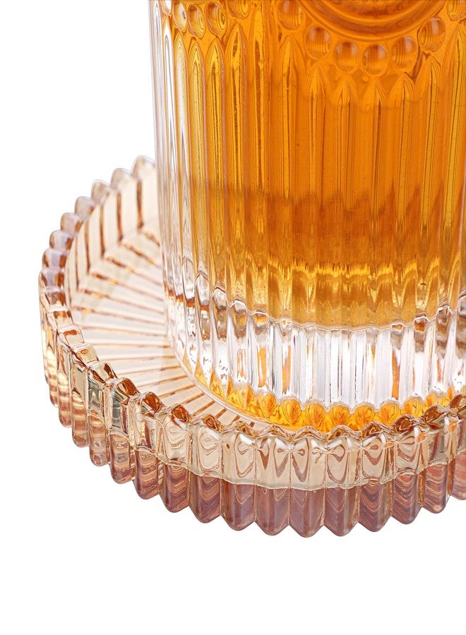 JUXYES 8 Pack Amber Tone Crystal Coasters Round Cup Mat, Glass Coasters for Drinks Coffee Tea Wine, Decorative Wine Bottle Coasters, Crystal Drink Coasters for Restaurant bar Kitchen Dining Table - Image 3