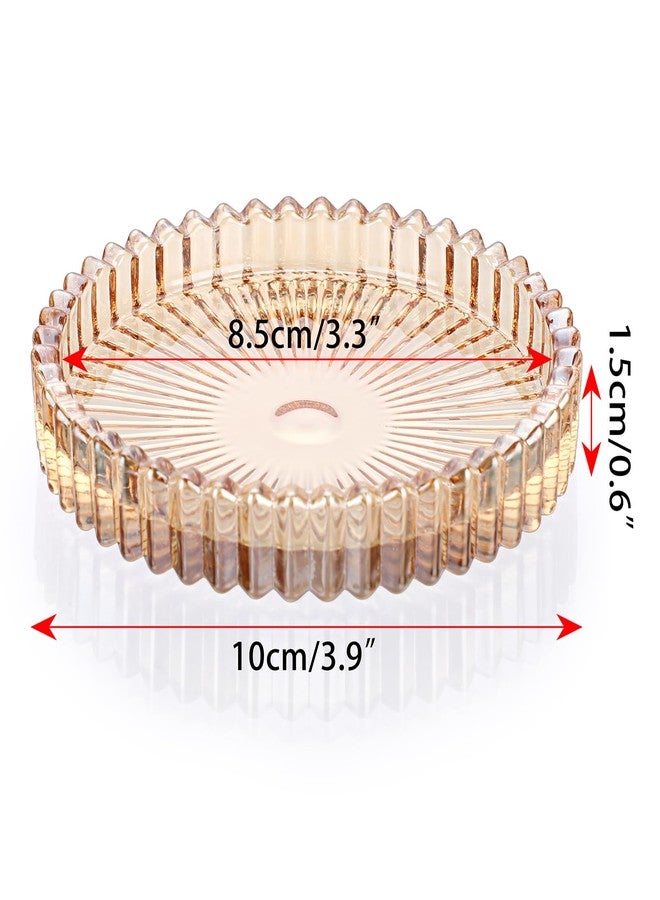 JUXYES 8 Pack Amber Tone Crystal Coasters Round Cup Mat, Glass Coasters for Drinks Coffee Tea Wine, Decorative Wine Bottle Coasters, Crystal Drink Coasters for Restaurant bar Kitchen Dining Table - Image 2