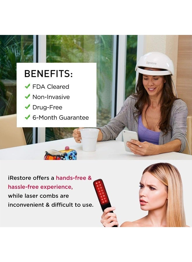 iRestore Essential Laser Hair Growth System + Rechargeable Battery Pack - FDA Cleared Hair Growth for Men & Hair Loss Treatments for Women with Thinning Hair, Hair Regrowth for Women - Image 2