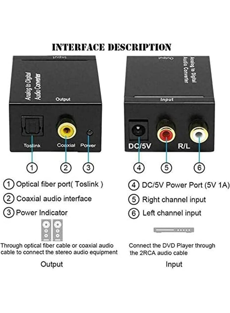 Analog to Digital Optical Toslink Audio RCA Converter/Adapter - Image 2