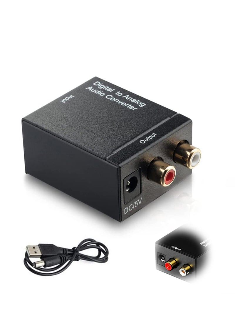 Audio Cable Converter Digital Optical Coax to Analog L/R Adapter with Fiber Cable (Black)  - Image 2