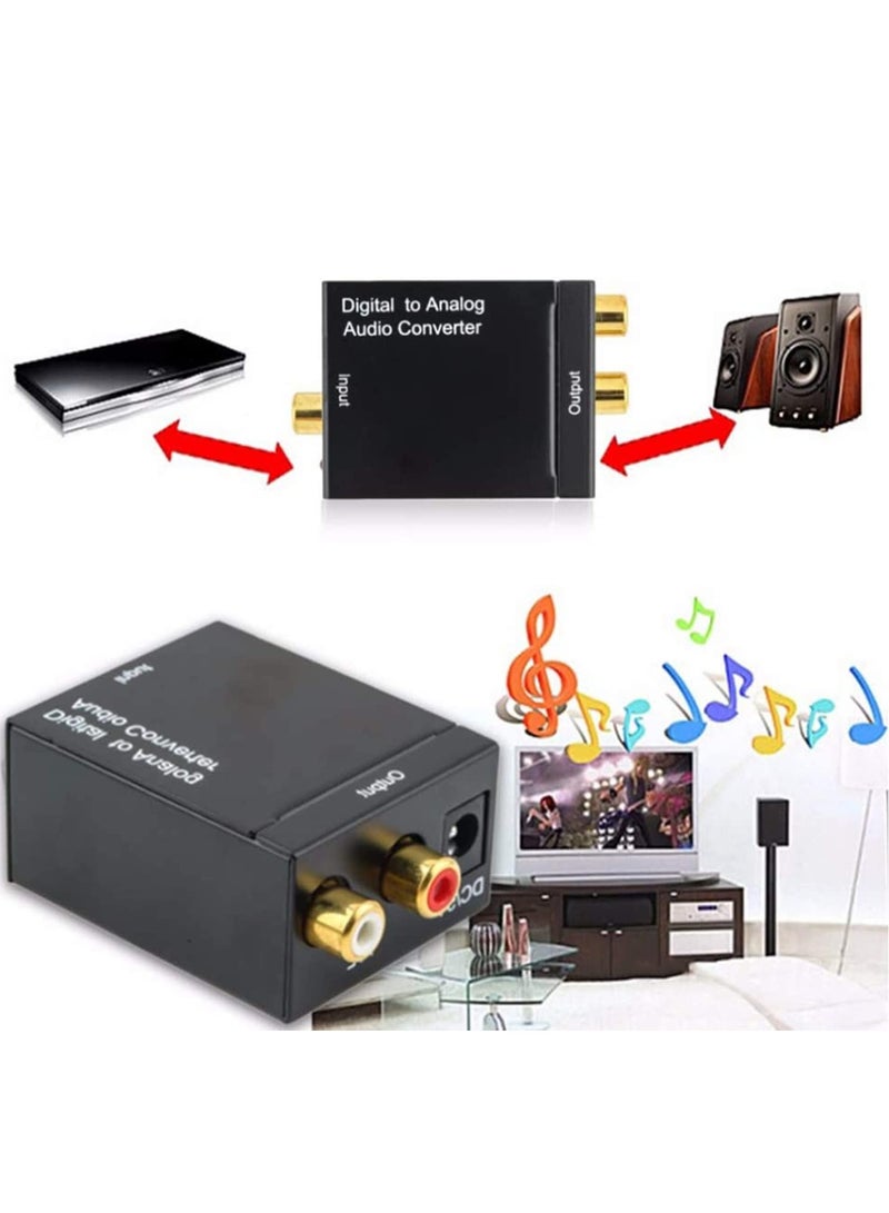 Audio Cable Converter Digital Optical Coax to Analog L/R Adapter with Fiber Cable (Black)  - Image 3
