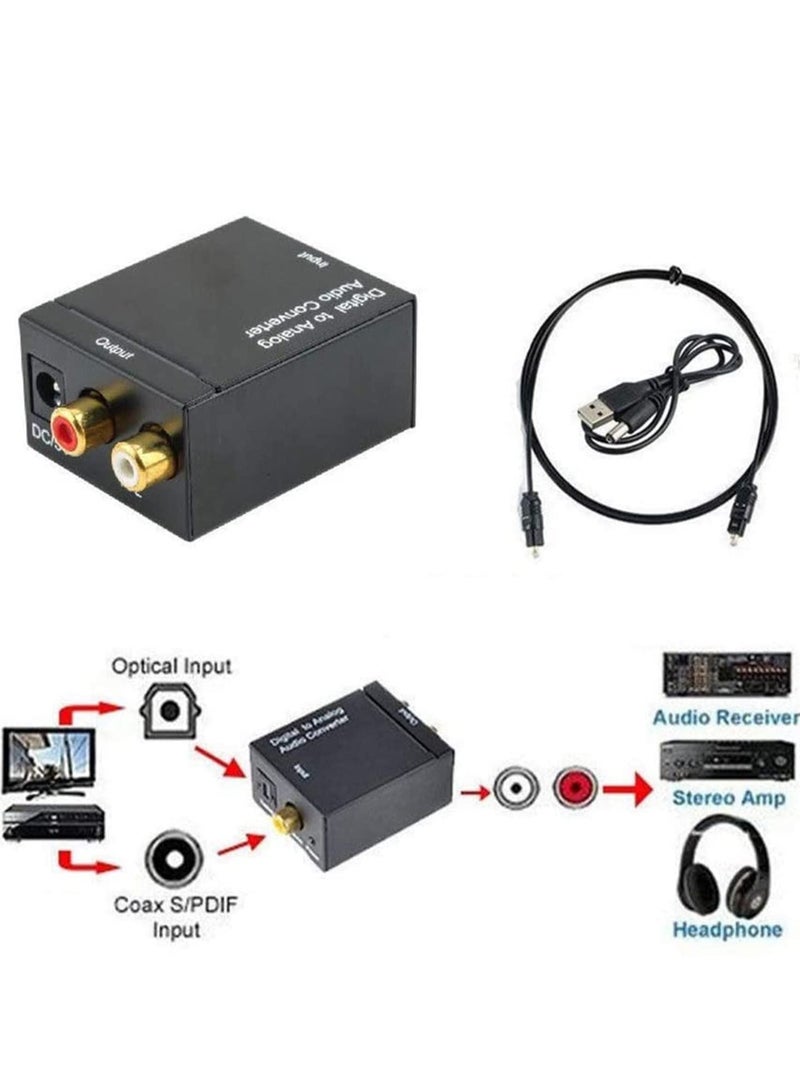 Audio Cable Converter Digital Optical Coax to Analog L/R Adapter with Fiber Cable (Black)  - Image 4