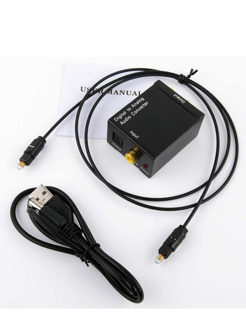 Audio Cable Converter Digital Optical Coax to Analog L/R Adapter with Fiber Cable (Black)  - Image 5
