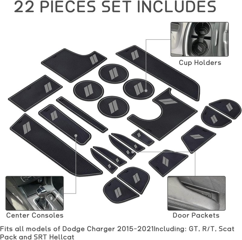 POSAID Anti Dust Mats for Dodge Charger (22PCS, Gray Trim) - Image 2