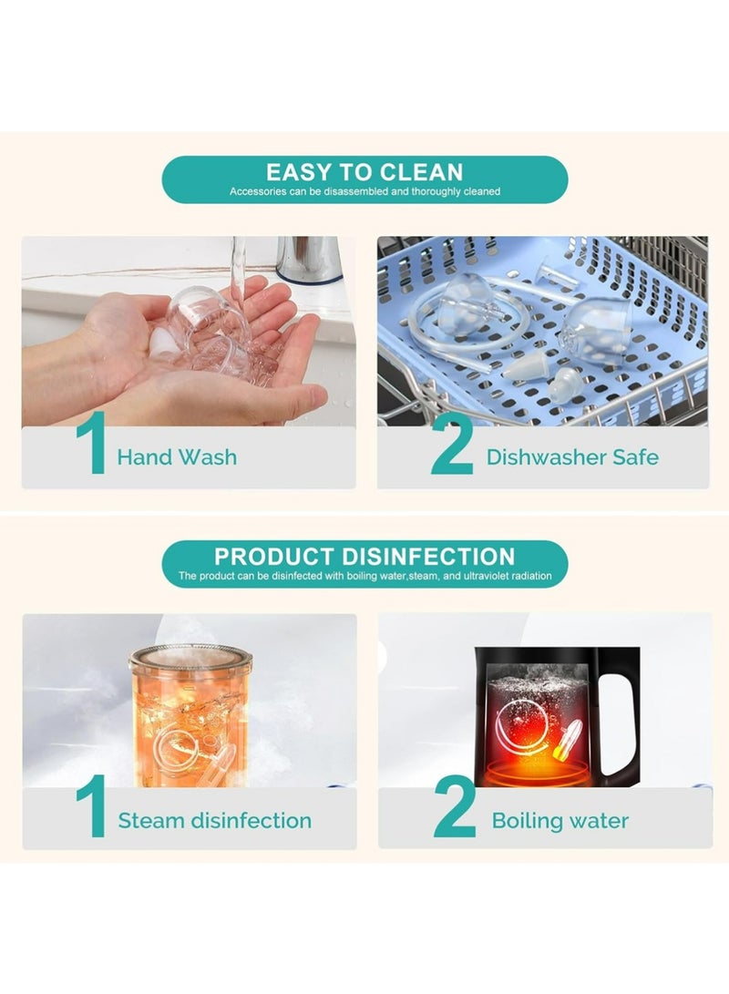 YOUGE Nasal Aspirator for Baby, with 2 Suction Heads Portable Hand Puller Nose Sucker, Quiet Suction Easy to Operate | Reusable | Soft Silicone Nose Cleaner for Fast and Effective Relief of Nasal Congestion in Infant - Image 5