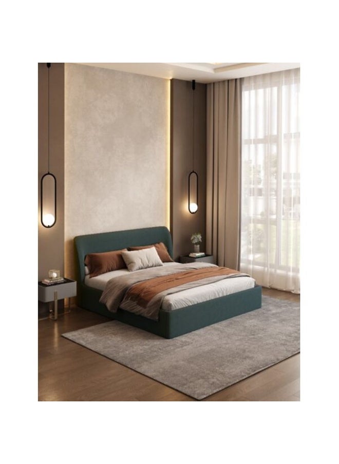 Homzmart MDF and Swedish Wood and Velvet Super King Bed 120x180x200 cm - Green  - Image 1