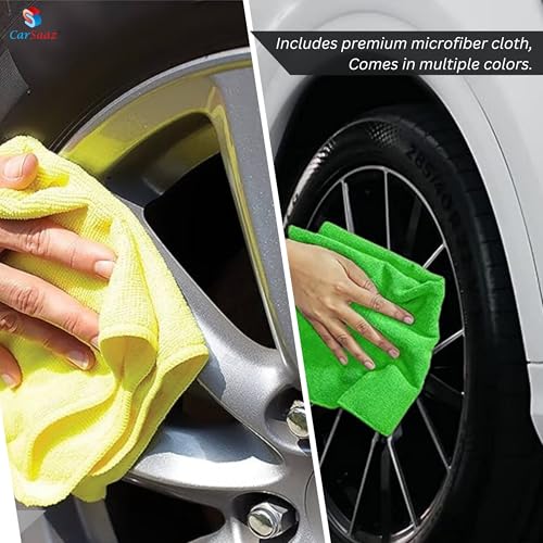 CAR SAAZ Tyre Shiner (1L) with Applicator Pad and Microfiber Cloth | Car & Bike Tyre Polish & Dresser | Gives Instant Shine, Increases Life, Prevents Fading & Cracking | Long-Lasting Protection - Image 4