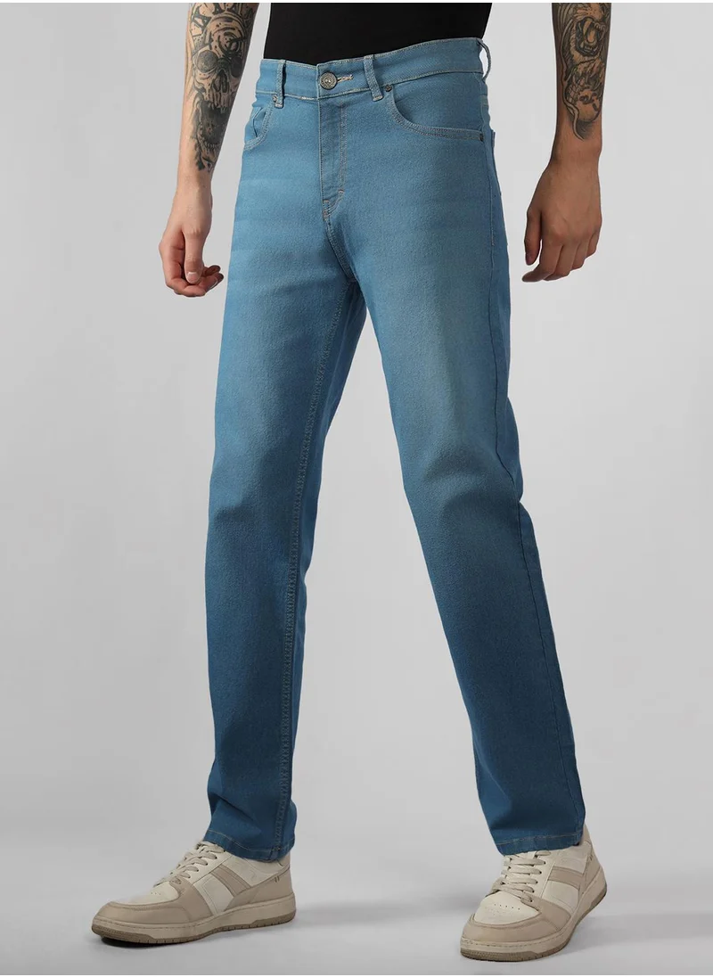 Dennis Lingo Men's Indigo Cotton Blend Solid Full Length Relaxed Fit Jeans