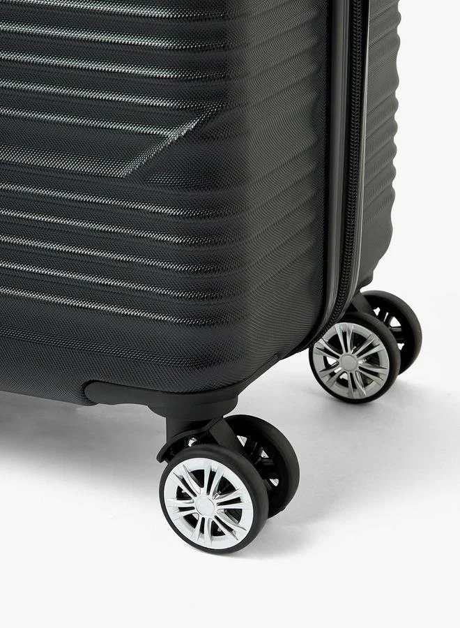 Wave BLACK Textured Hardcase Luggage Trolley With Retractable Handle - 20 Inches Cabin Bag  | Best Price UAE