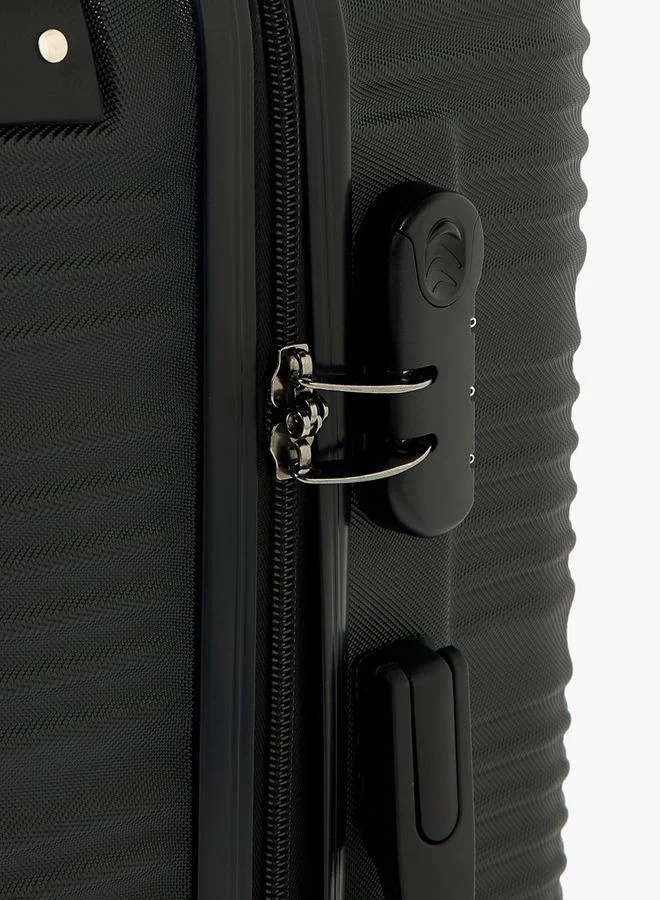 Wave BLACK Textured Hardcase Luggage Trolley With Retractable Handle - 20 Inches Cabin Bag  | Best Price UAE