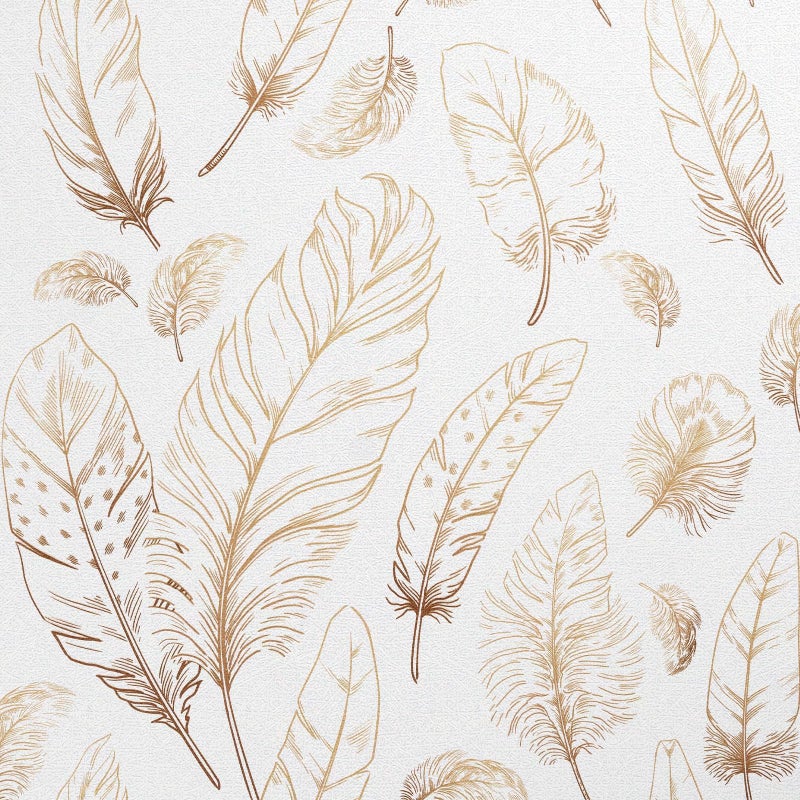 Qianglive White Peel and Stick Wallpaper 177x80 Feather Wallpaper Removable Modern Vinyl Wall Paper Waterproof Contact Paper for Bedroom Living Room