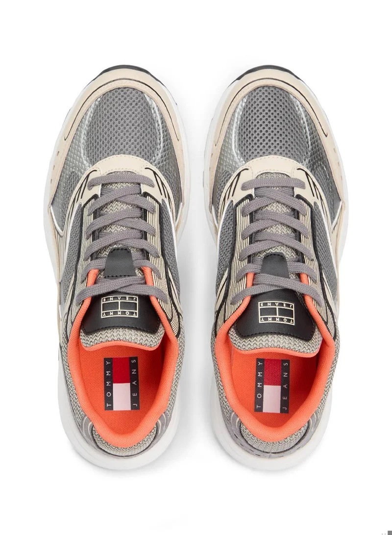Tommy Jeans Gulf Sans/Zinc Grey Archive Mesh Trainers for Men | Best Price UAE