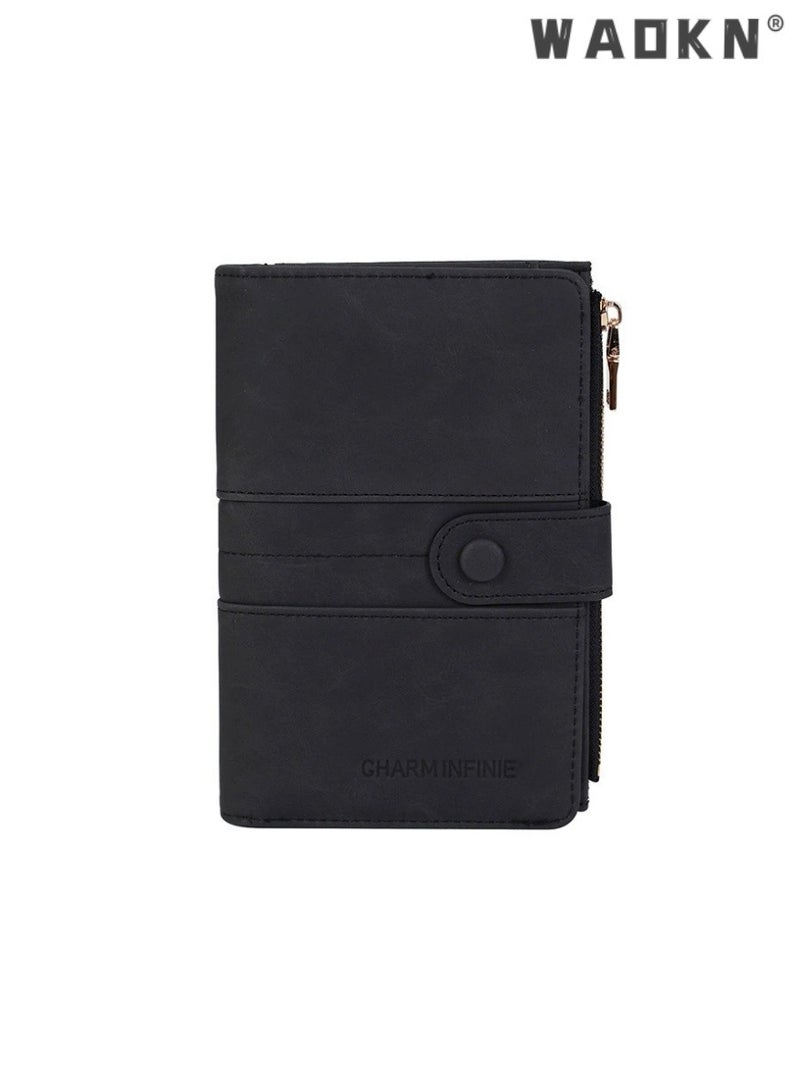 WAOKN RFID Anti-Theft Smart Travel Document Holder, Multi-Function Passport Clip, Document Storage Bag, Essential Overseas Passport Bag, Portable and Secure（black）  - Image 1