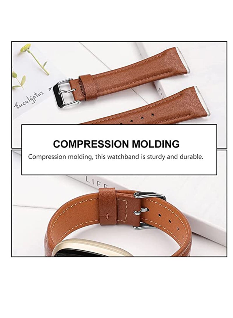 Captaintech Leather Bands Compatible for Fitbit Versa 3 Bands Fitbit Sense Bands for Women Men, Classic Soft Leather Replacement Wristbands Strap for Fitbit Versa 3 Fitbit Sense - Image 3