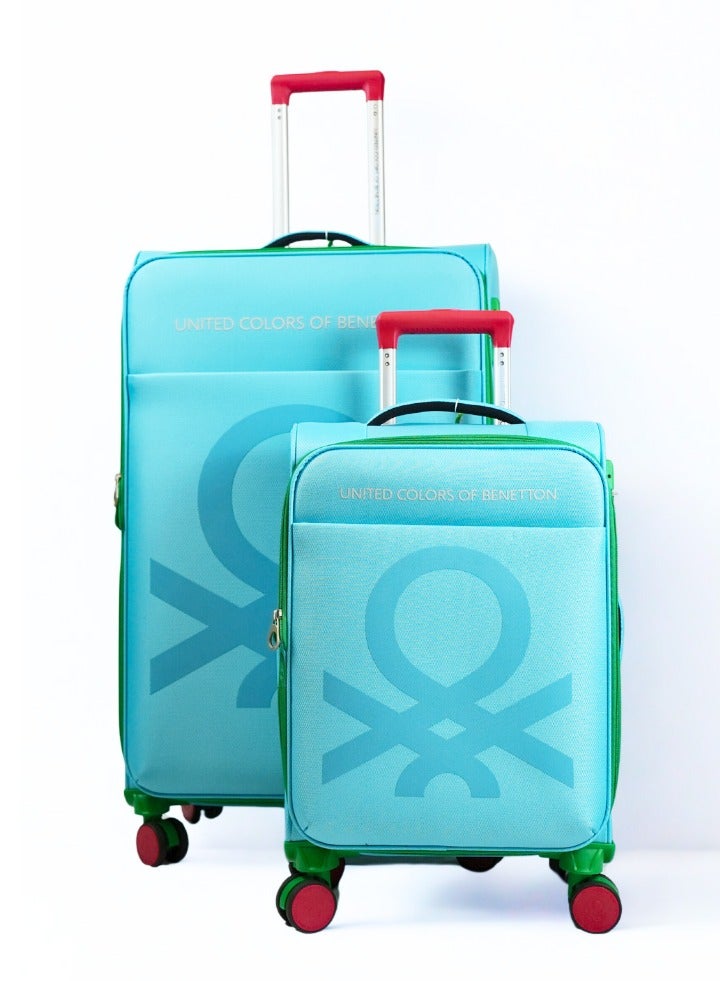 UNITED COLORS OF BENETTON BNTE-50 Set of 2 Luggage with TSA Lock| Material- Soft Trolley with lightweight| Adjustable Trolley Handle | Smooth Dual Wheels 360degree rotate|SIZE-20/28| LIGHT BLUE - Image 1