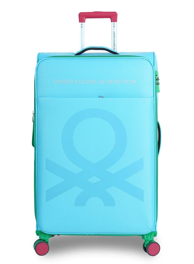 UNITED COLORS OF BENETTON BNTE-50 Set of 2 Luggage with TSA Lock| Material- Soft Trolley with lightweight| Adjustable Trolley Handle | Smooth Dual Wheels 360degree rotate|SIZE-20/28| LIGHT BLUE