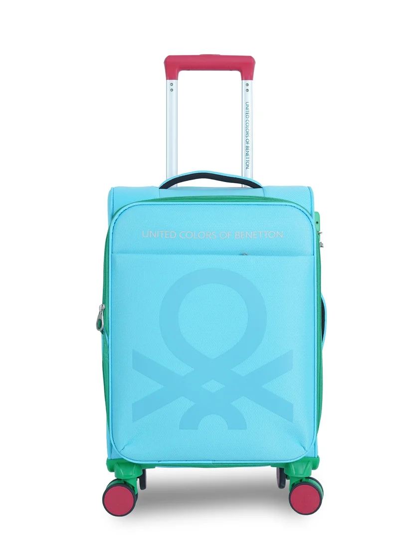 UNITED COLORS OF BENETTON BNTE-50 Set of 2 Luggage with TSA Lock| Material- Soft Trolley with lightweight| Adjustable Trolley Handle | Smooth Dual Wheels 360degree rotate|SIZE-20/28| LIGHT BLUE