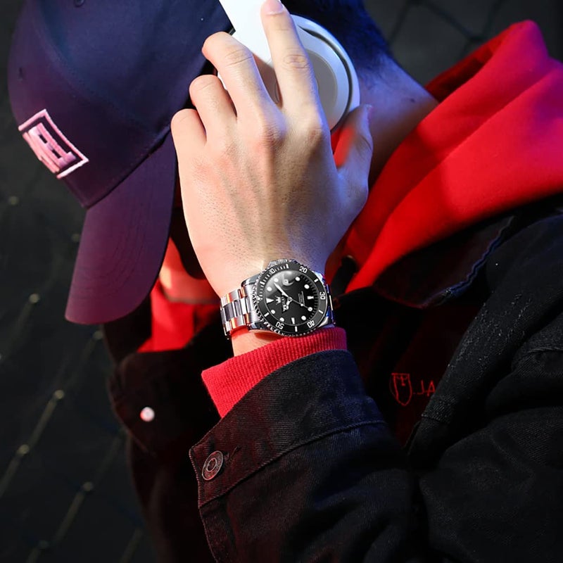 OLEVS Watch Men Automatic Self Winding Black Face Silver Stainless Steel Watches for Men Luxury Dress Waterproof No Battery Mens Wrist Watch Relojes De Hombre - Image 3