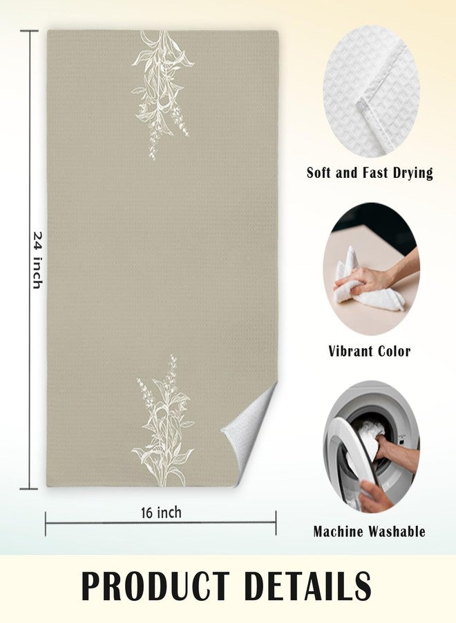 JINYO Minimalist Floral Hand Towels for Bathroom Set of 4, Boho Neutral Botanical Decorative Towels for Kitchen Spa Guest Bathroom Decor, Wildflower Decor Dish Tea Towels, 16x24 Inch - Image 5