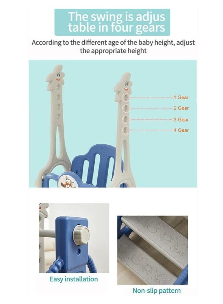 4 in 1 Toddler Slide Swing Set, Indoor Baby Slide, Includes Slide, Swing, Basketball Hoop, and Climber, Freestanding Slide Climber Playset Toy  - Image 4