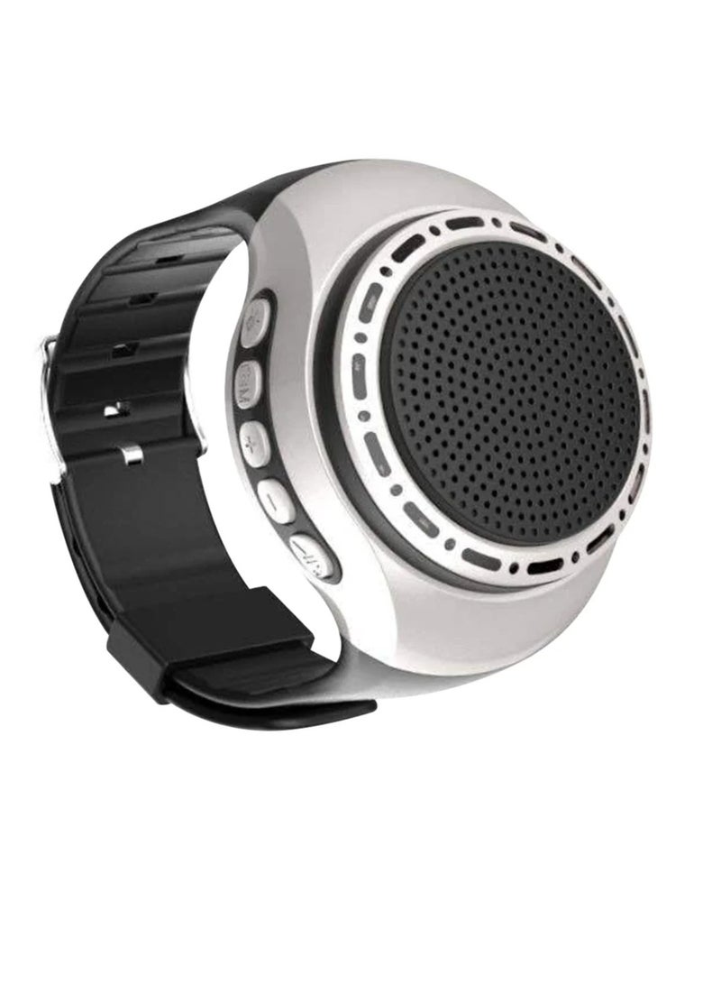 AROAQ U6 Wrist Watch Bluetooth Speaker, High Volume Running Sports Bracelet Speaker, Cool Lightening Wireless Subwoofer With Multi Function MP3 Player And FM Radio For Hiking, Climbing, (Silver, Round)  - Image 1