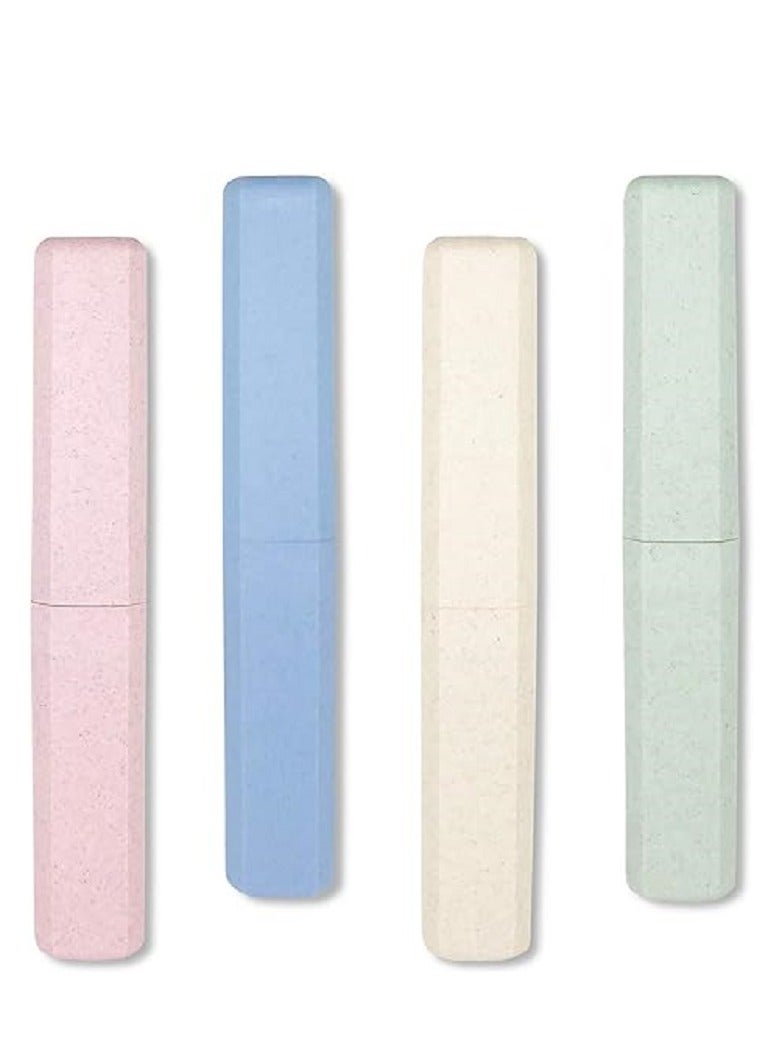 4 مجموعات من حافظة فرشاة الأسنان المحمولة للسفر مع حامل فرشاة الأسنان البلاستيكي القابل للتنفس للاستخدام في المنزل والسفر والأعمال والتخييم والمدرسة - Image 1