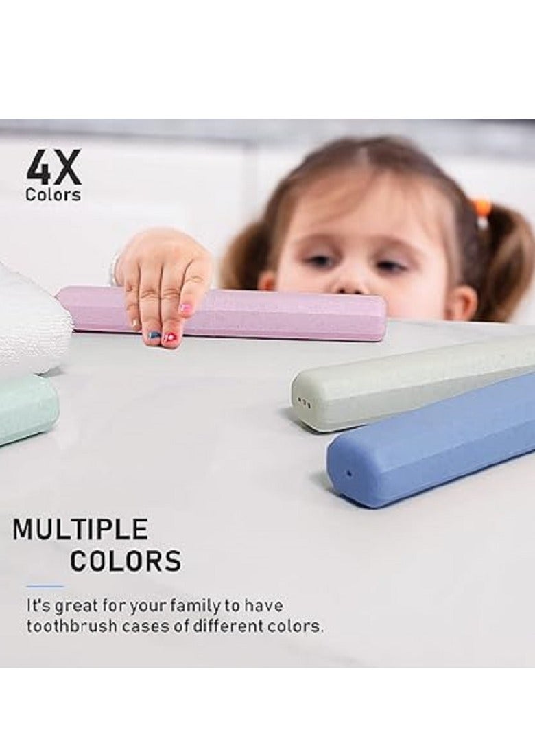 4 مجموعات من حافظة فرشاة الأسنان المحمولة للسفر مع حامل فرشاة الأسنان البلاستيكي القابل للتنفس للاستخدام في المنزل والسفر والأعمال والتخييم والمدرسة - Image 4