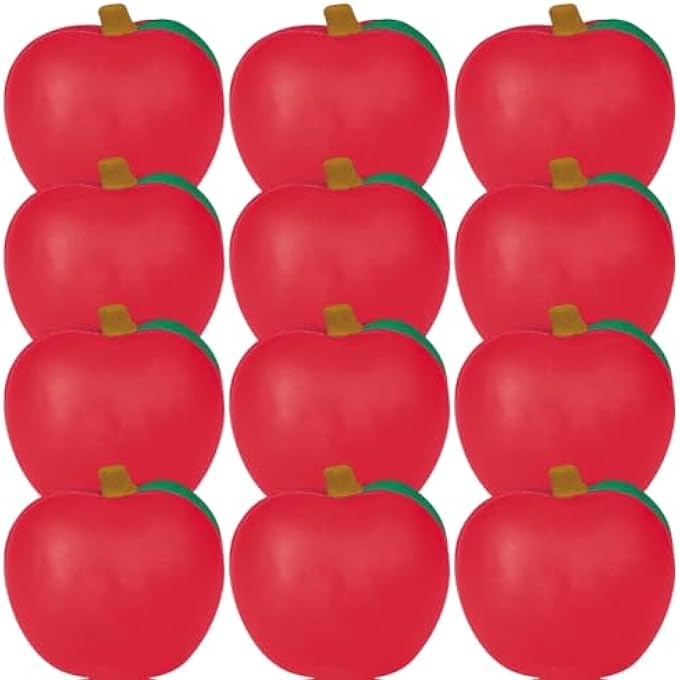Fun Express Apple Shaped Squish Stress Toys (set of 12 pieces) Party Favor and Classroom Giveaways - Image 1