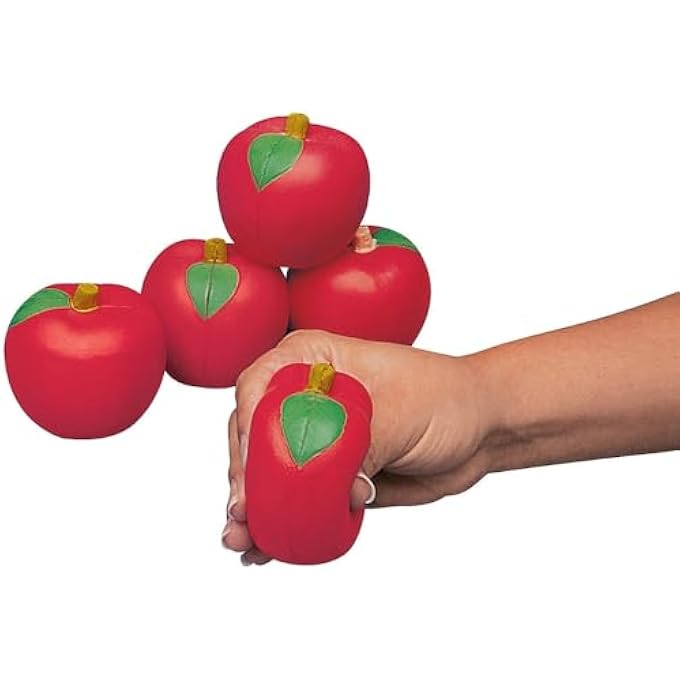 Fun Express Apple Shaped Squish Stress Toys (set of 12 pieces) Party Favor and Classroom Giveaways - Image 3