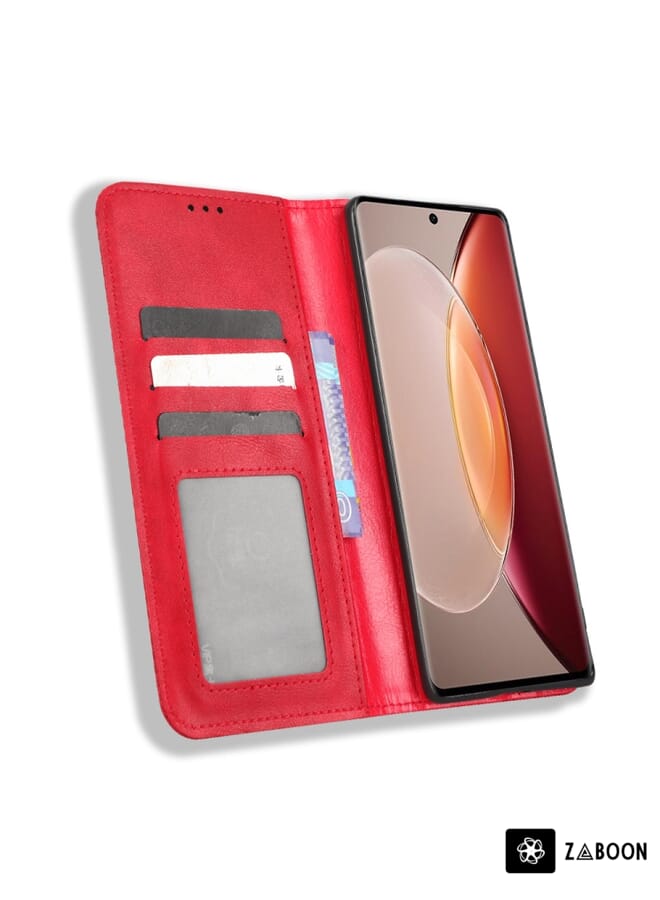 Zaboon Protective Case For vivo X90 5G Magnetic Buckle Retro Texture Leather - Image 3