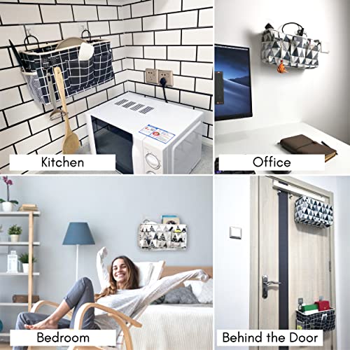Kanrichu 2pcs Hanging Baskets for Organizing,Fabric Wall storage Basket,Wall Organizer for Closet,Kitchen, Bedroom, Office, RV Camper,Locker (Gray) - Image 2