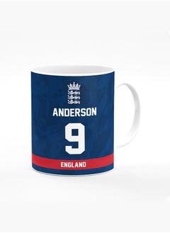 Stylizedd Designer Printed Coffee Mug with Heavy Duty Handle 11oz Ceramic Personalised Gift Mugs Cup - Cricket Player - James Anderson, Jersey Number - 9 (With Logo)  - Image 1