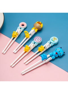 Generic Creative Cartoon Children's Practice Chopsticks Portable Baby Feeding Training Chopsticks Meal Study-Color:Insert Card With Tiger Mouth Chopsticks-blue Unicorn  - Image 2
