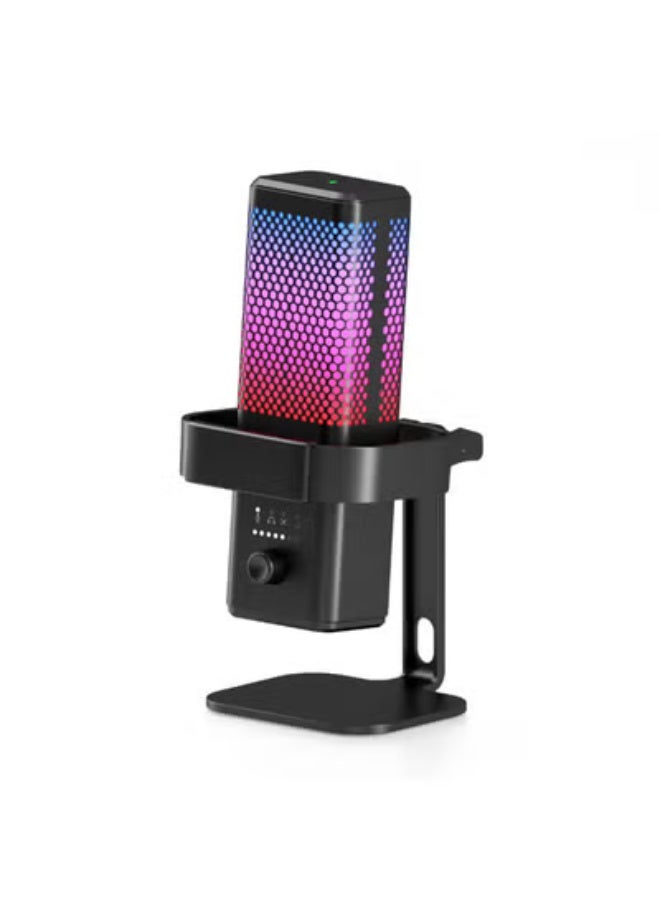 ميكروفون ألعاب ZFSZ M6 USB مزود بإضاءة RGB على شكل خلية نحل، وميزة كتم الصوت بنقرة واحدة، ومؤشر مستوى الصوت LED، وحامل احترافي مقاوم للاهتزاز، مخصص لأجهزة الكمبيوتر الشخصي وPS5 والبث المباشر ويوتيوب - Image 1