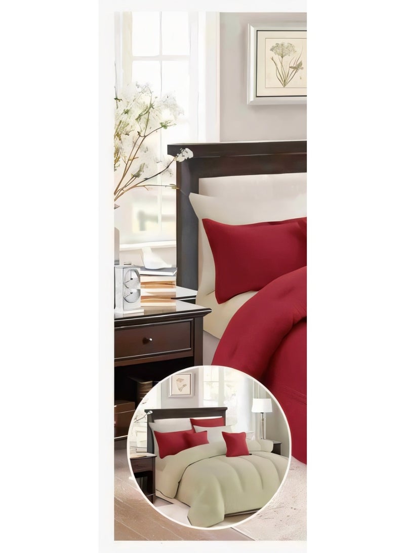 مارك مفرش نفرين ذو طابع وجهين فخم ملكي من خامه المايكروفايبر مقاس 1-لحاف 240*260سم، 1-شرشف   200*200 سم، 4-بيت مخده 50*75سم، 2- بيت مخده مربع 45*45سم. - Image 2